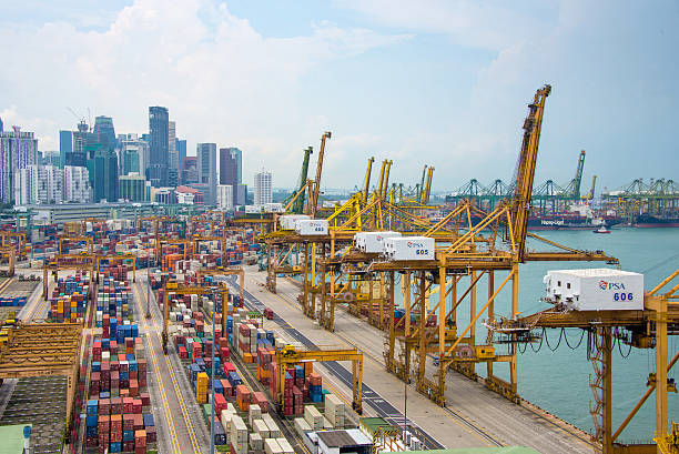 aerial view of the port of singapore